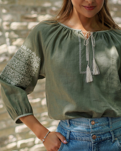 Vyshyvanka " Antonina" haki (to order)