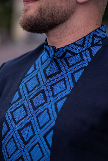 Vyshyvanka "AURELIUS" dark blue