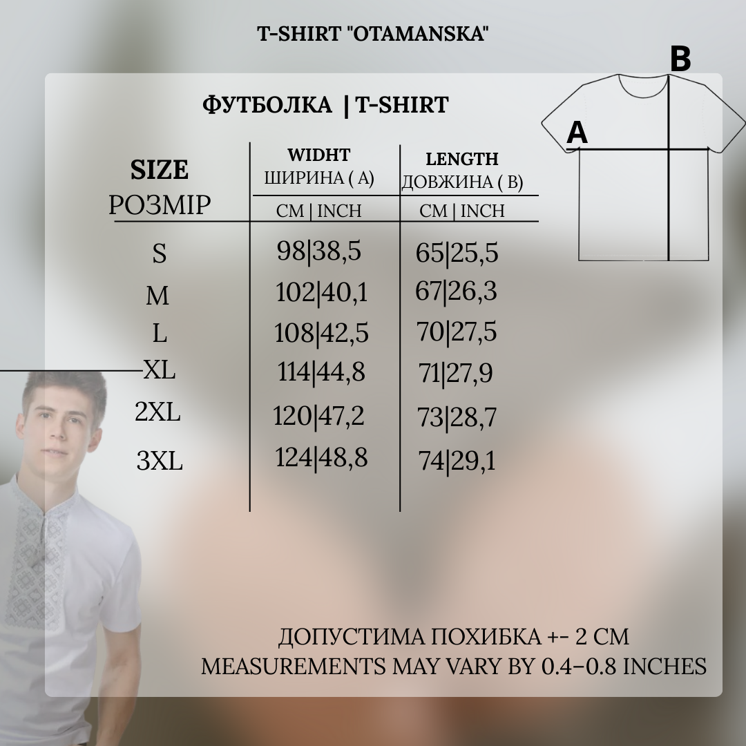 White and gray embroidered cotton t-shirt with geometric Ukrainian ornament, photo 5