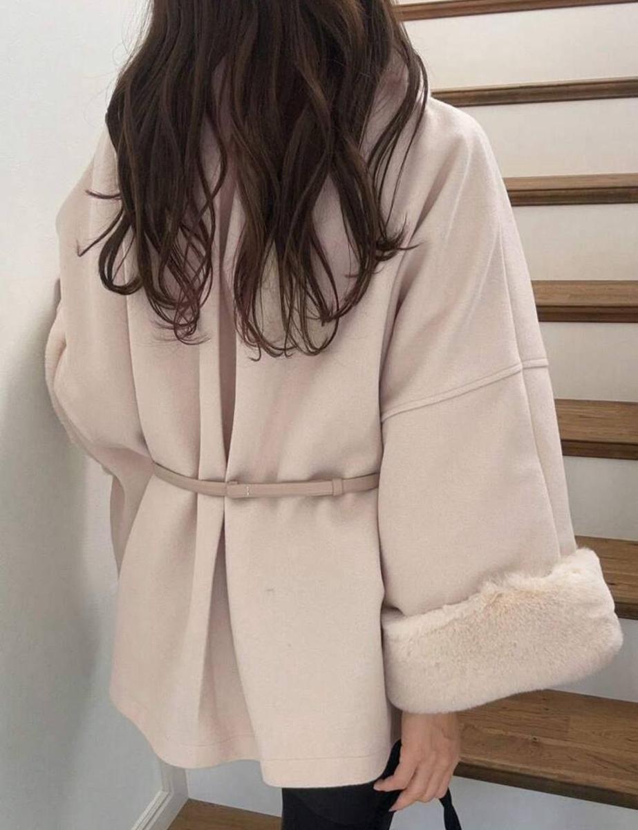 Coat "Beige poncho" belt