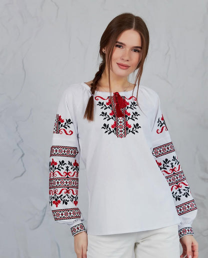 Vyshyvanka "Stozhary" white
