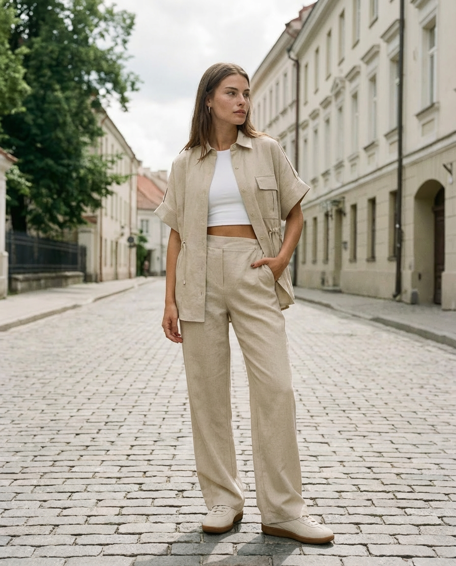 Kostiumas „Rich“ smėlio spalvos