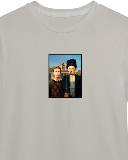 T-shirt «Ukrainian Gothic» gray (to order)