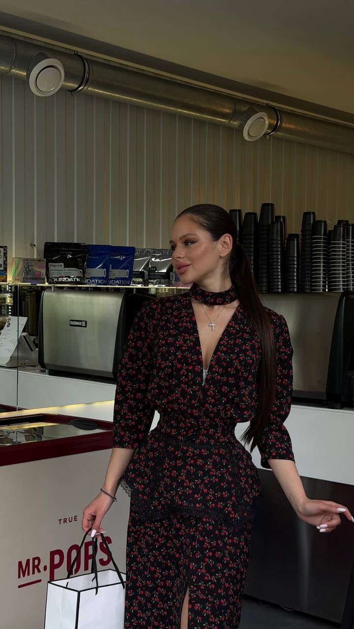 Suknelė "Floral" juoda