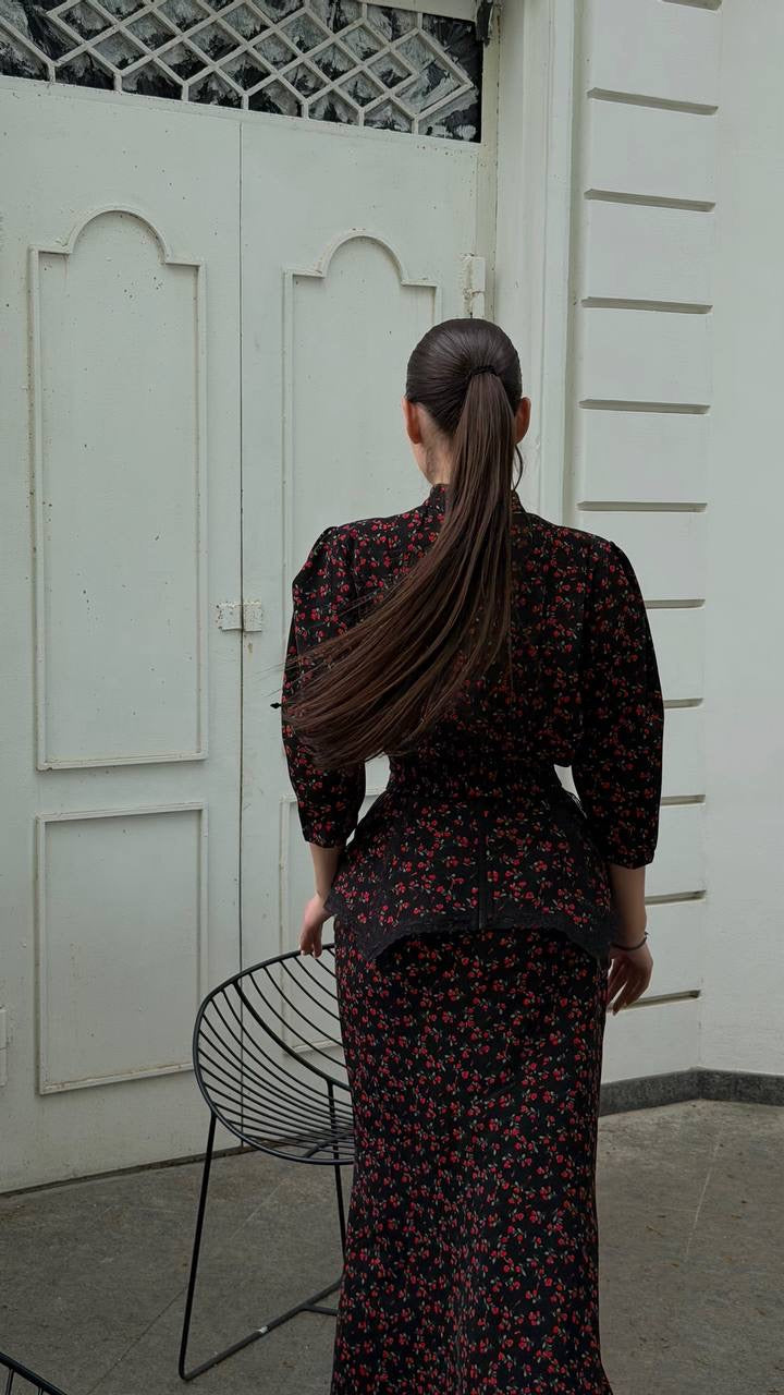 Suknelė "Floral" juoda