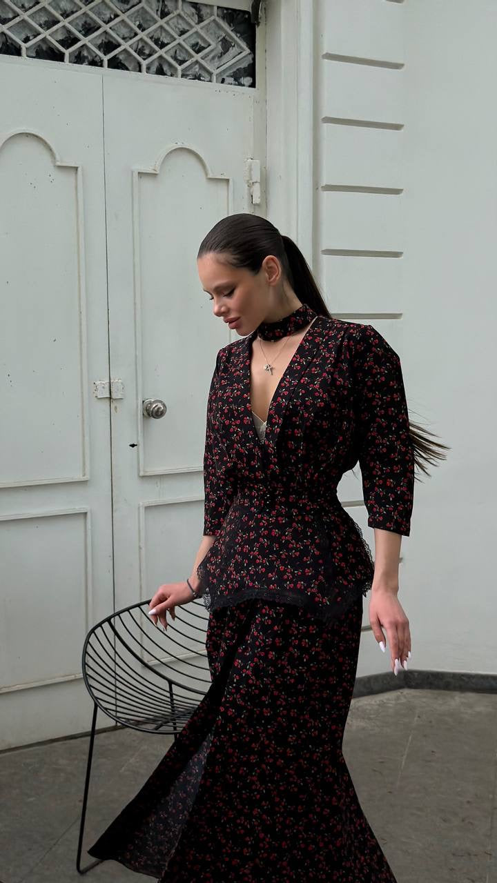 Suknelė "Floral" juoda
