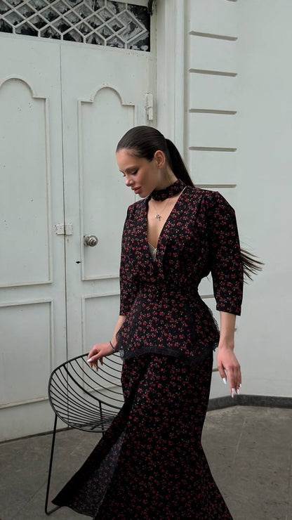 Suknelė "Floral" juoda