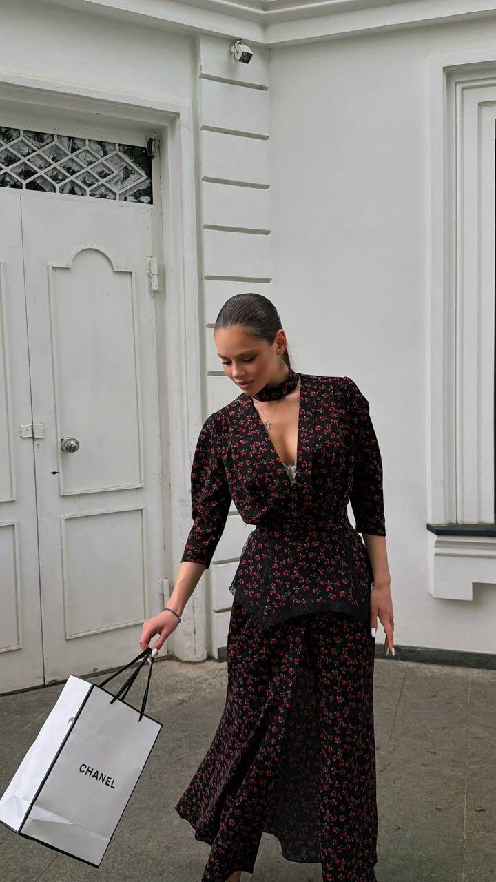 Suknelė "Floral" juoda