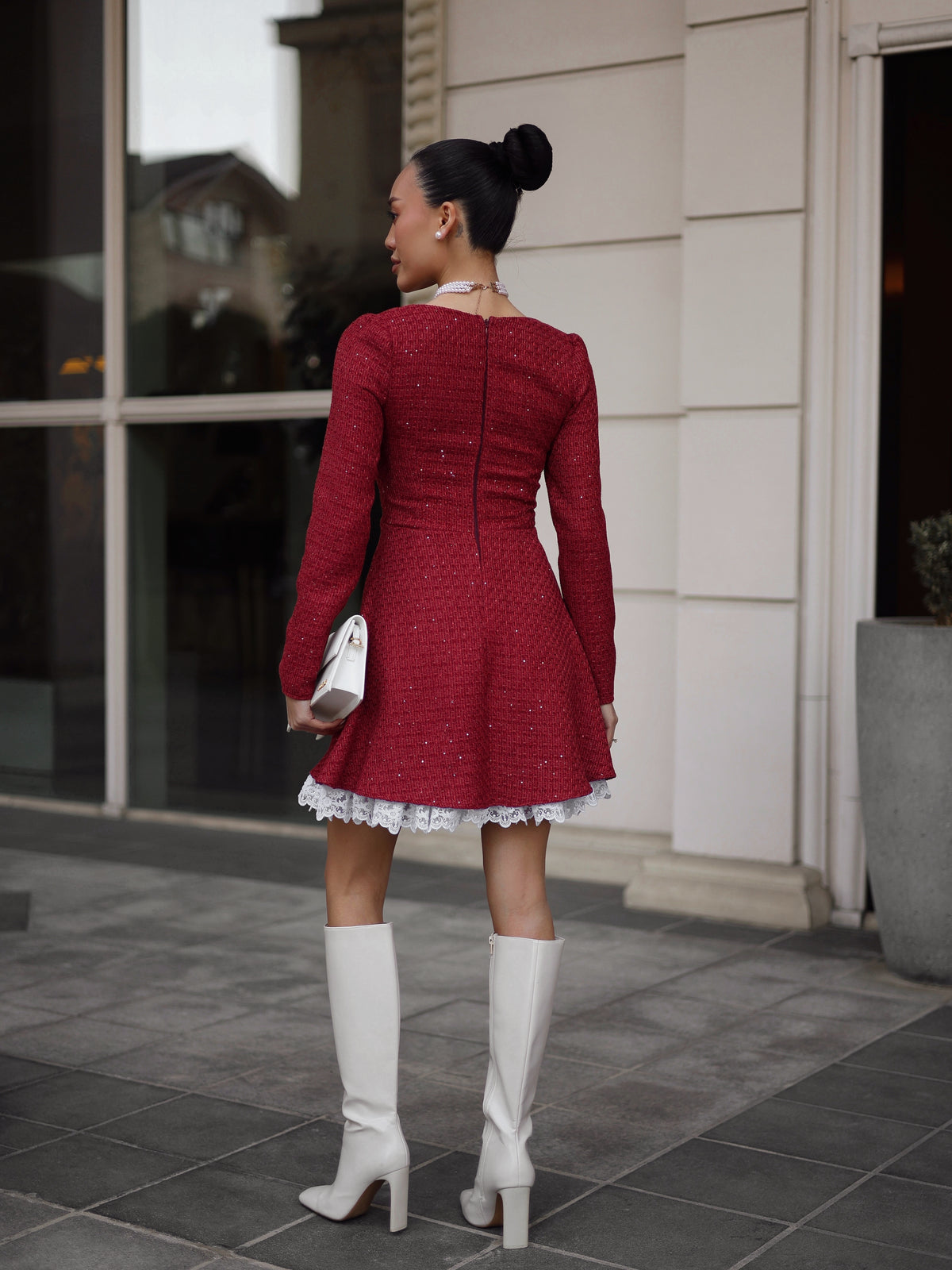 Dress "Lady Tweed" burgundy