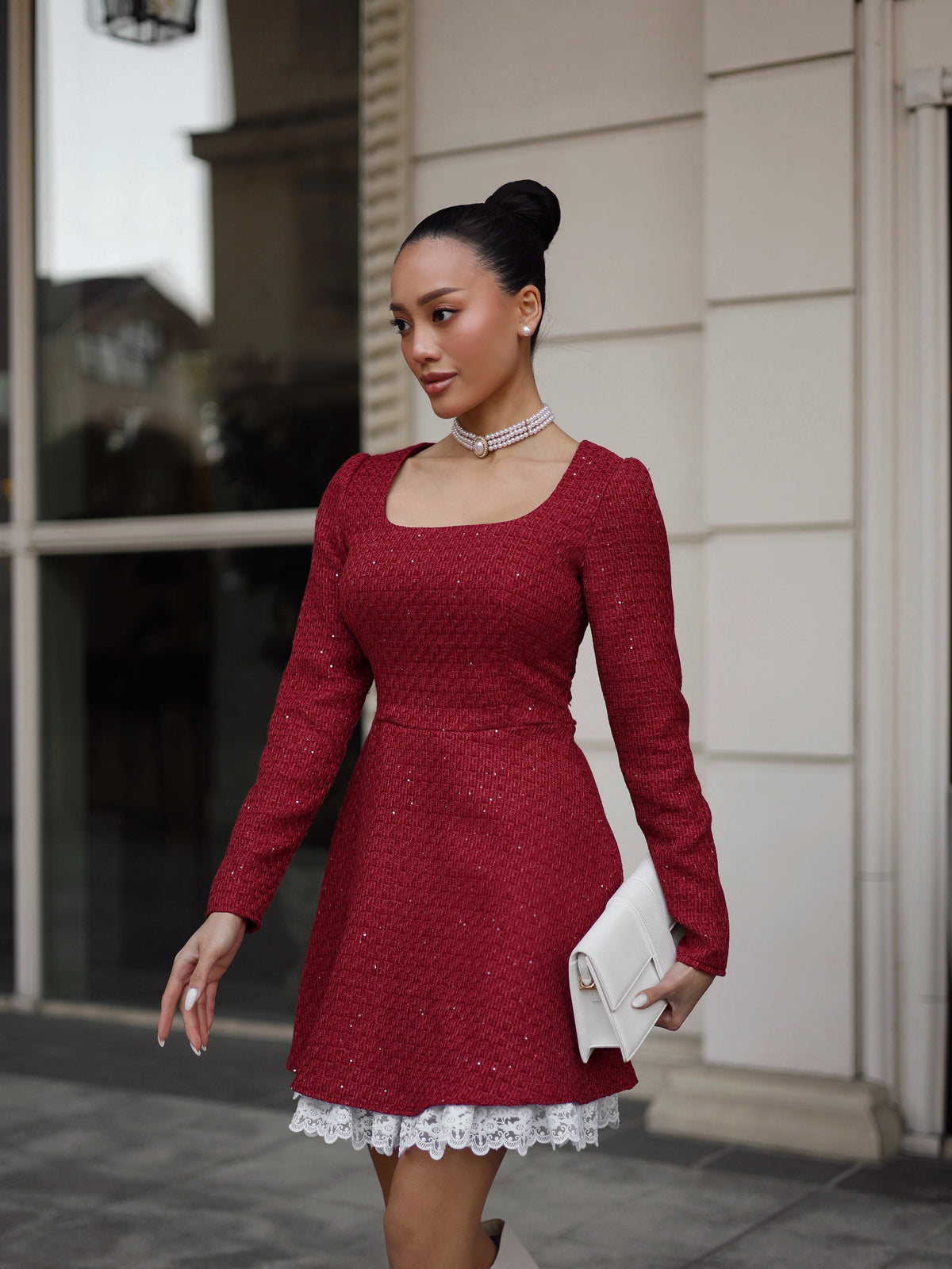 Dress "Lady Tweed" burgundy