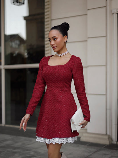 Dress "Lady Tweed" burgundy
