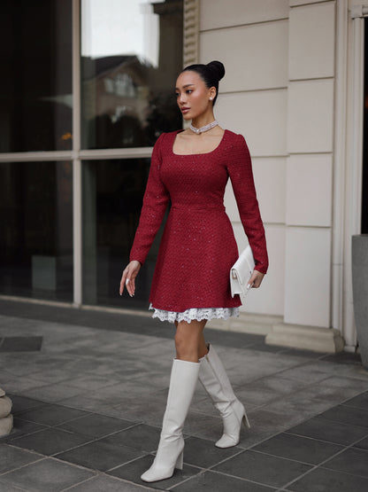 Dress "Lady Tweed" burgundy