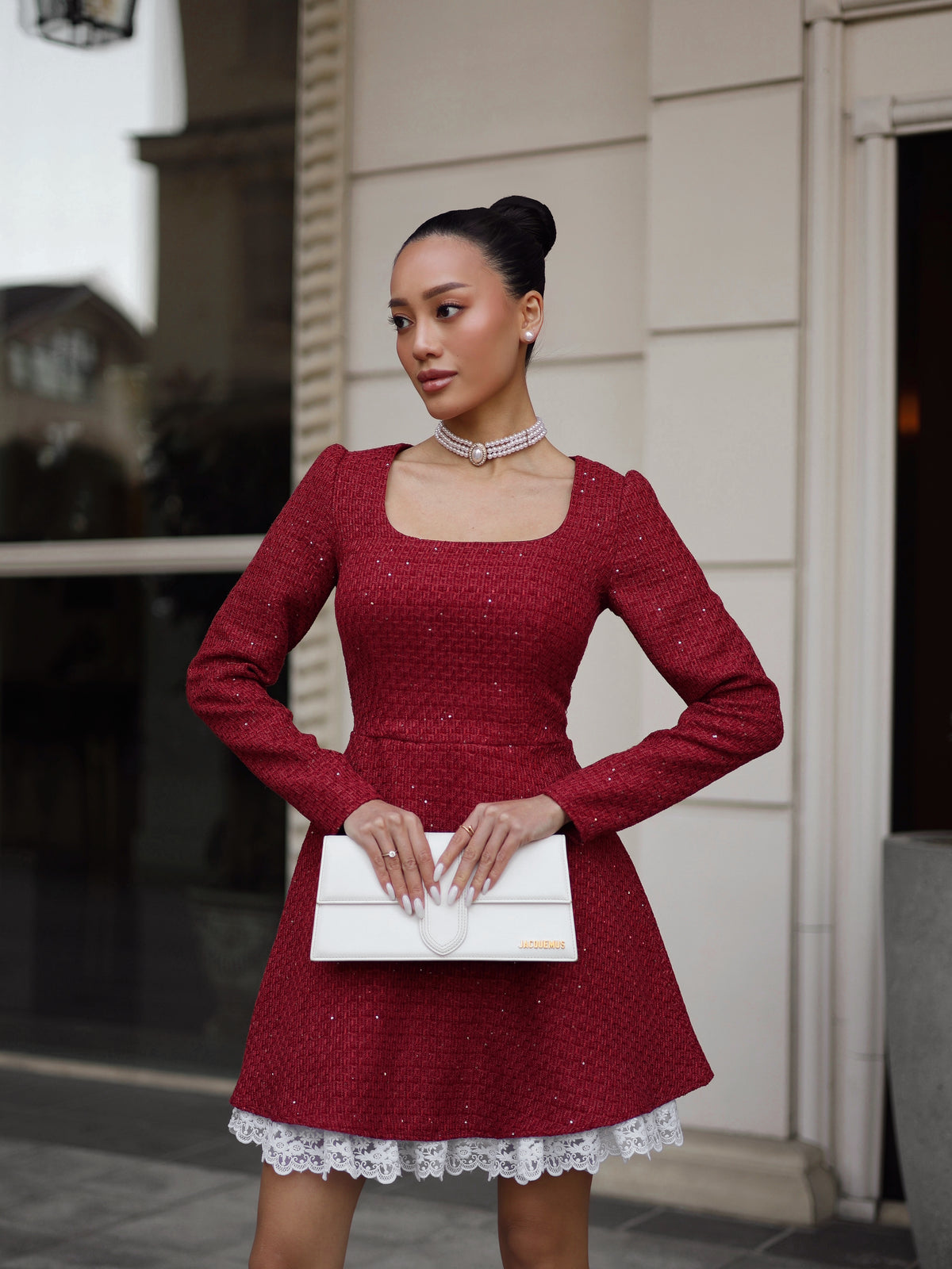 Dress "Lady Tweed" burgundy