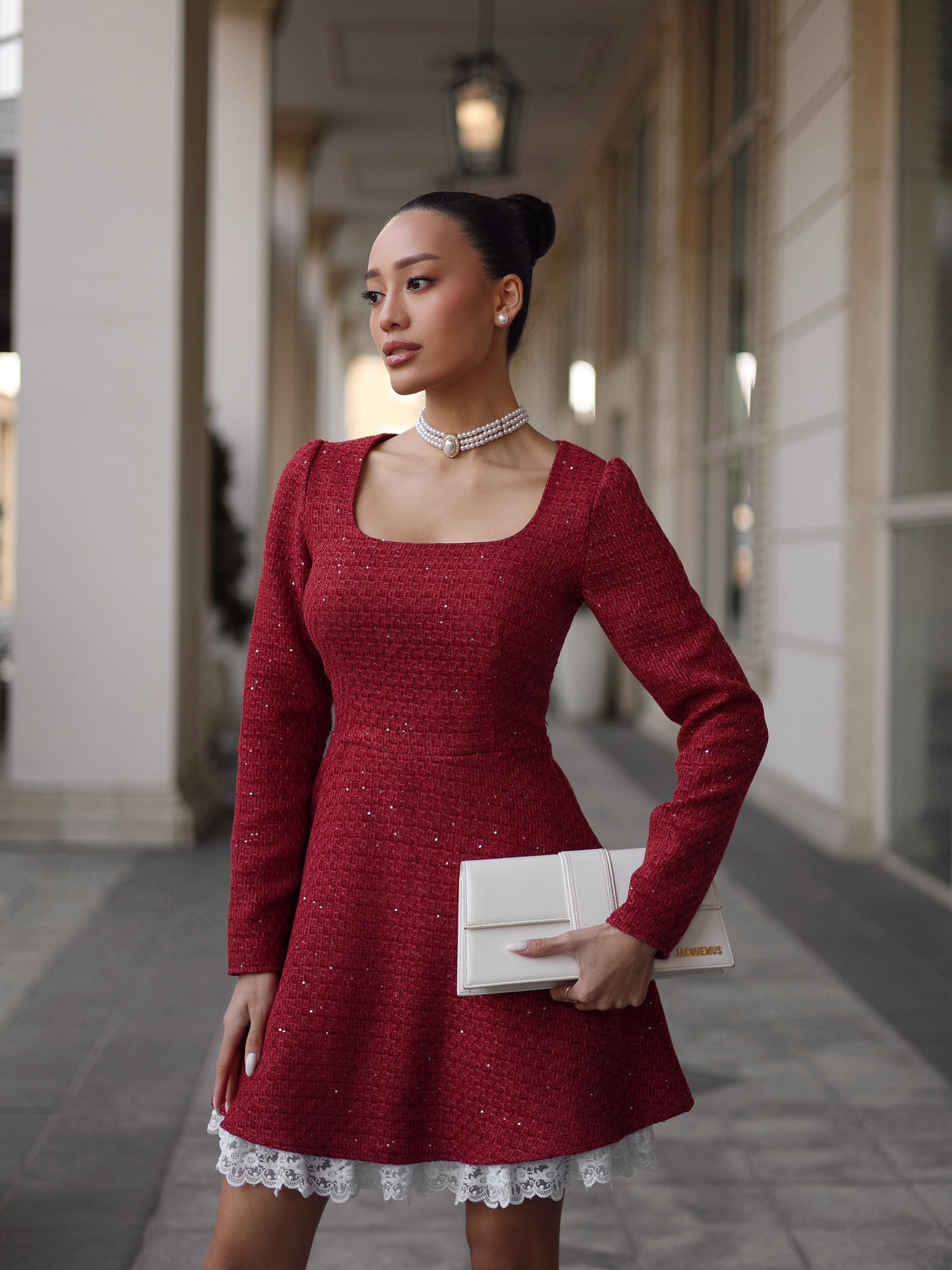 Dress "Lady Tweed" burgundy