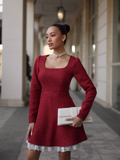 Dress "Lady Tweed" burgundy