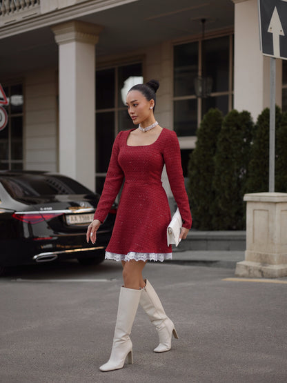Dress "Lady Tweed" burgundy