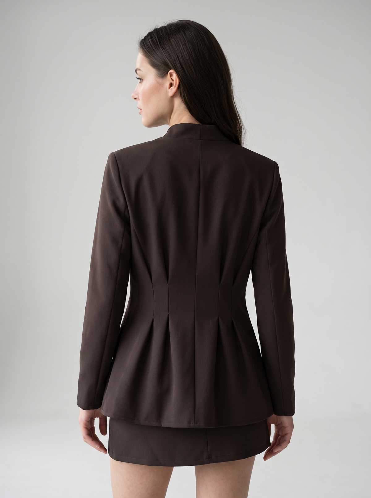 Suit "Ivy" chocolate - back view on model