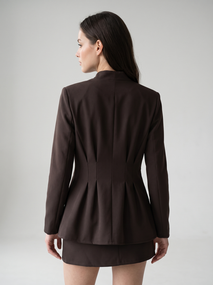 Suit "Ivy" chocolate - back view on model
