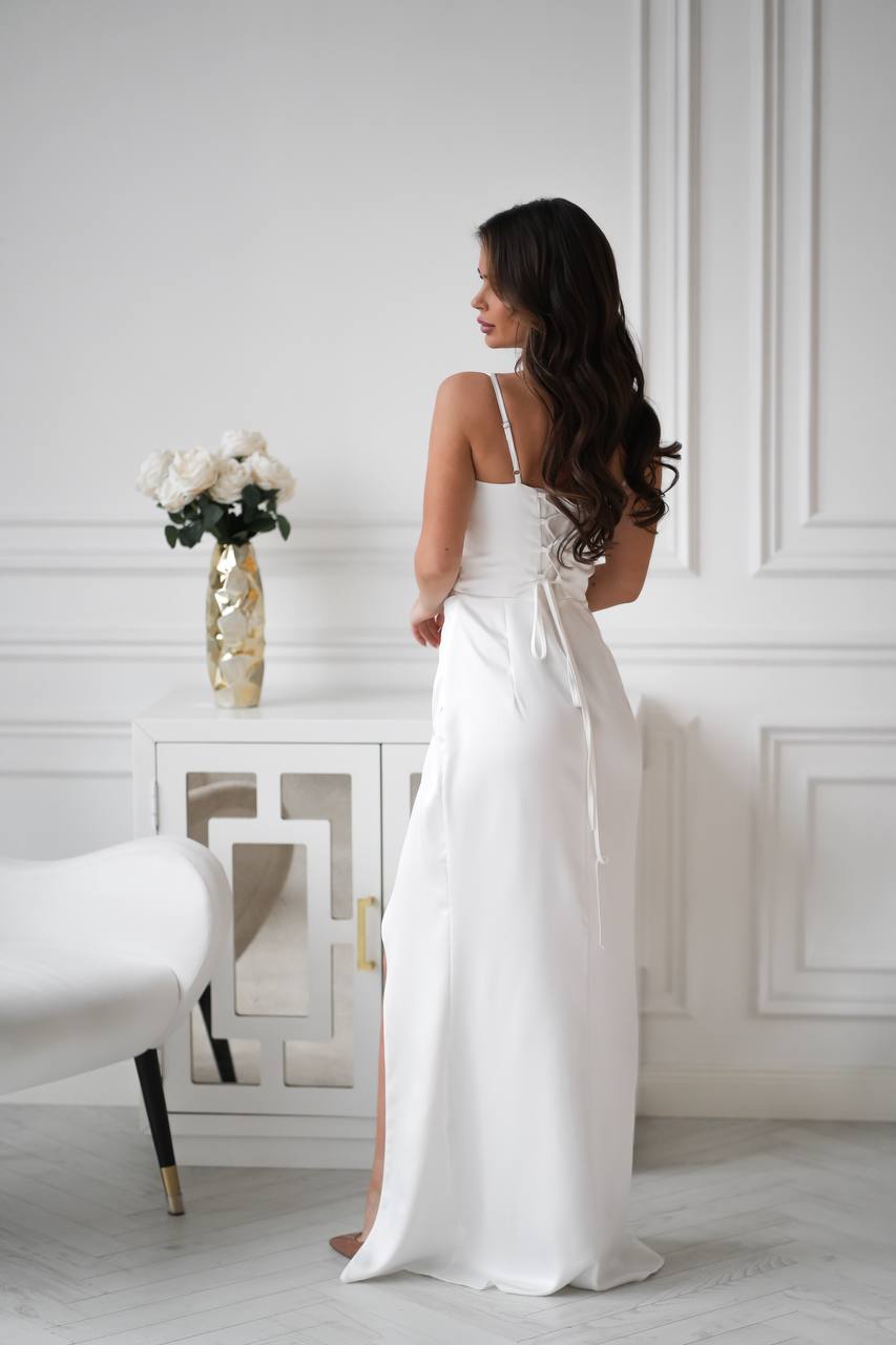 Dress "Celeste" white – dress white (satin)