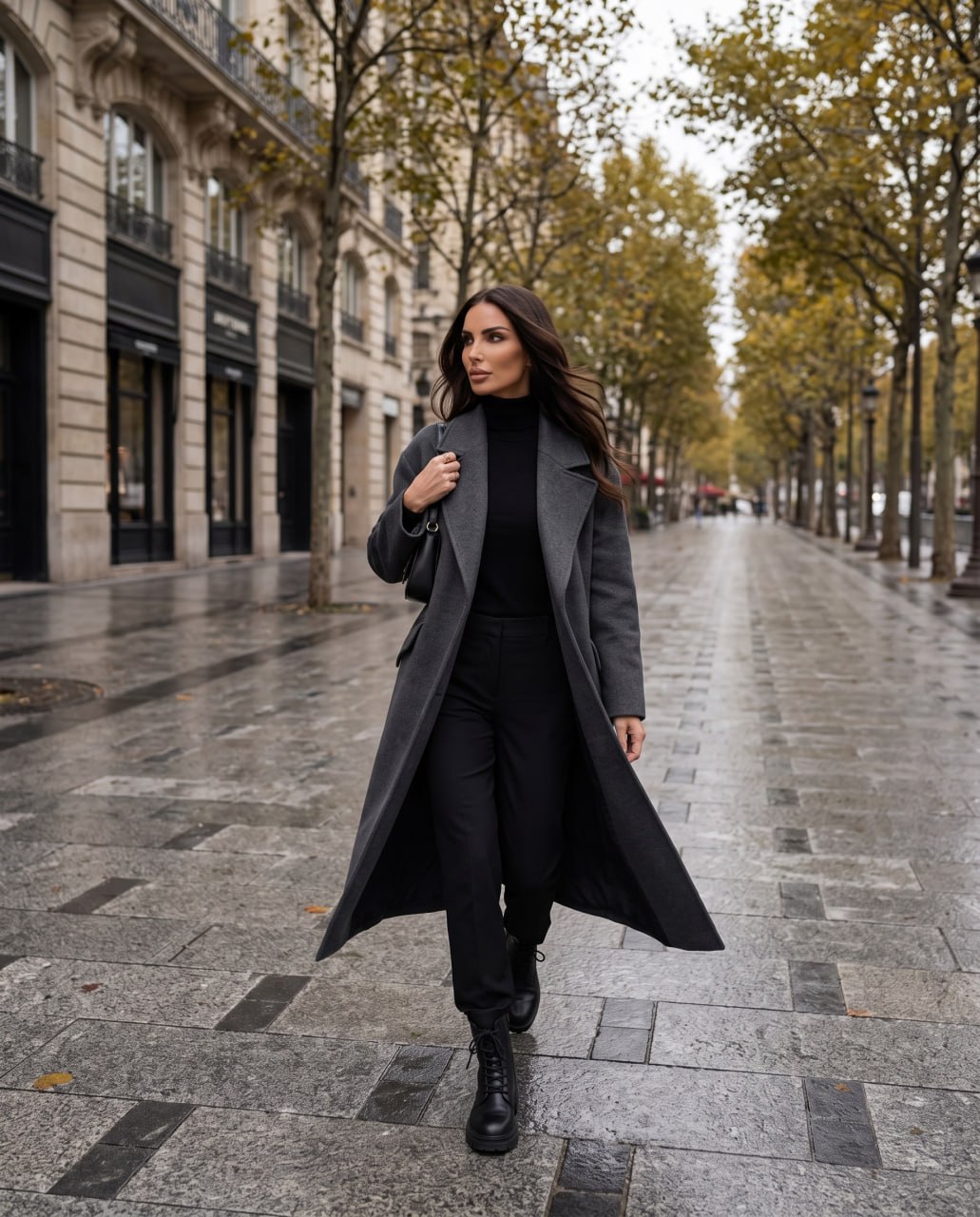Coat Amara gray oversized wool coat, walking street style