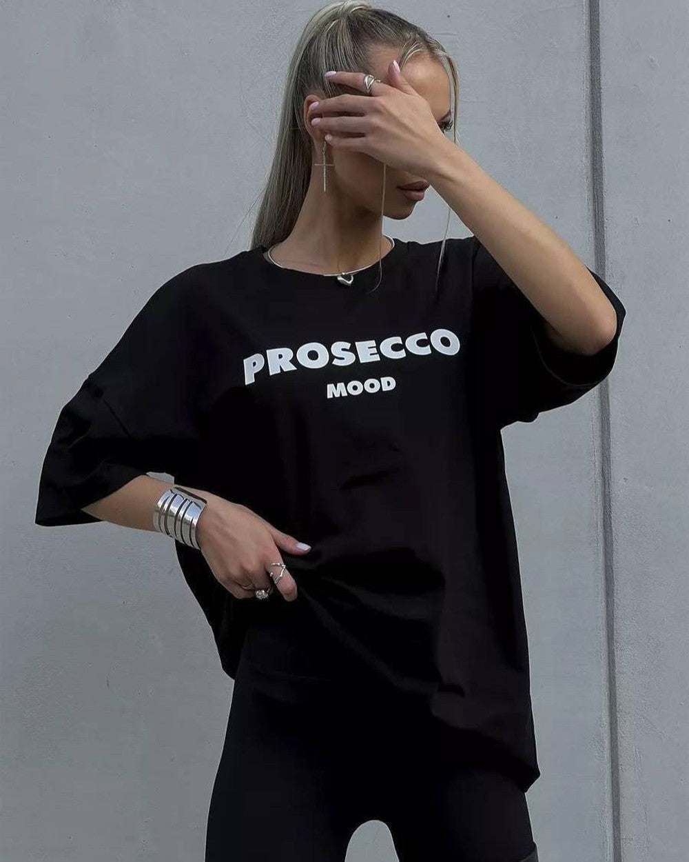 Marškinėliai „Prosecco“ – juodi