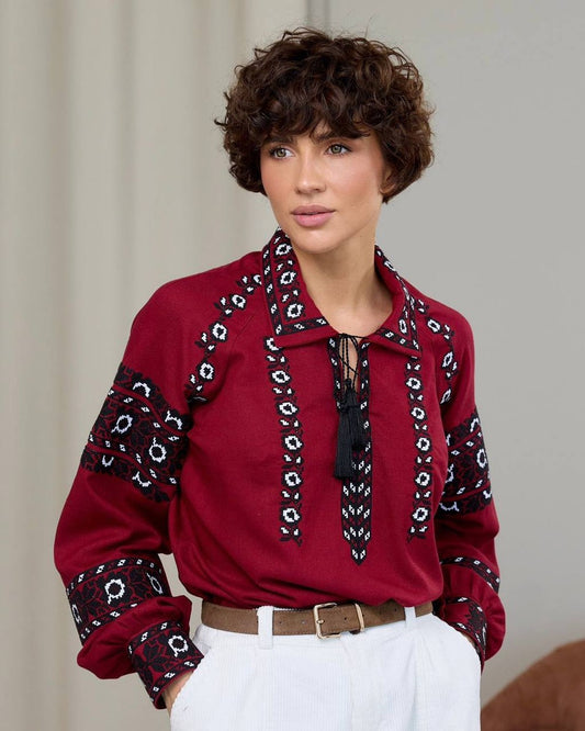 Vyshyvanka "Zernia" burgundy