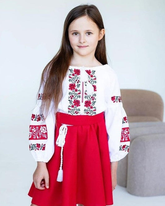 Wyschywanka-Kleid „Margo“ rot