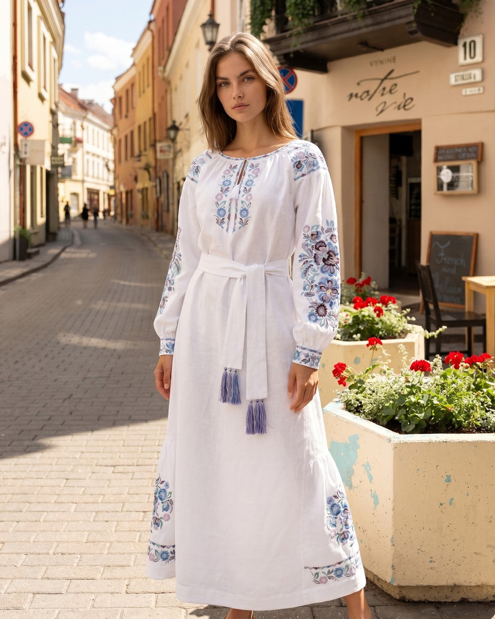 Vyshyvanka dress "Vesnyana" white