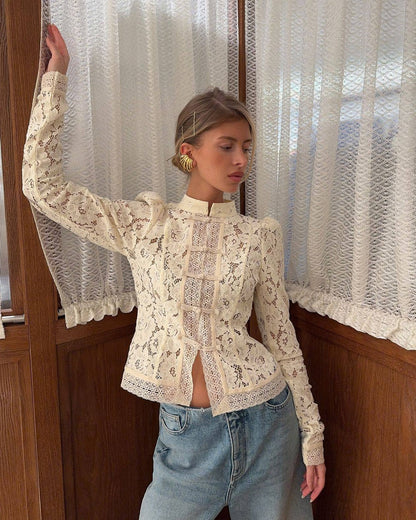 Langarm-Spitzenbluse „Bohemia“