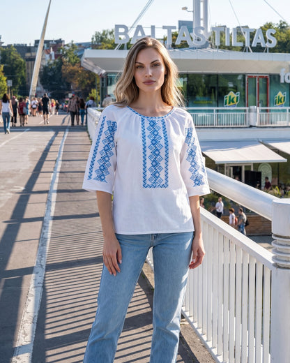Vyshyvanka "Kolyska" white&blue