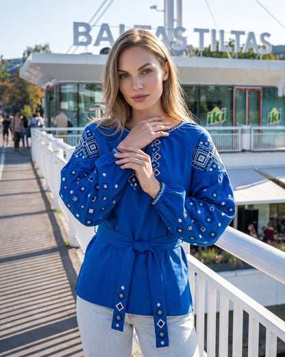 Vyshyvanka "Tykha" blue