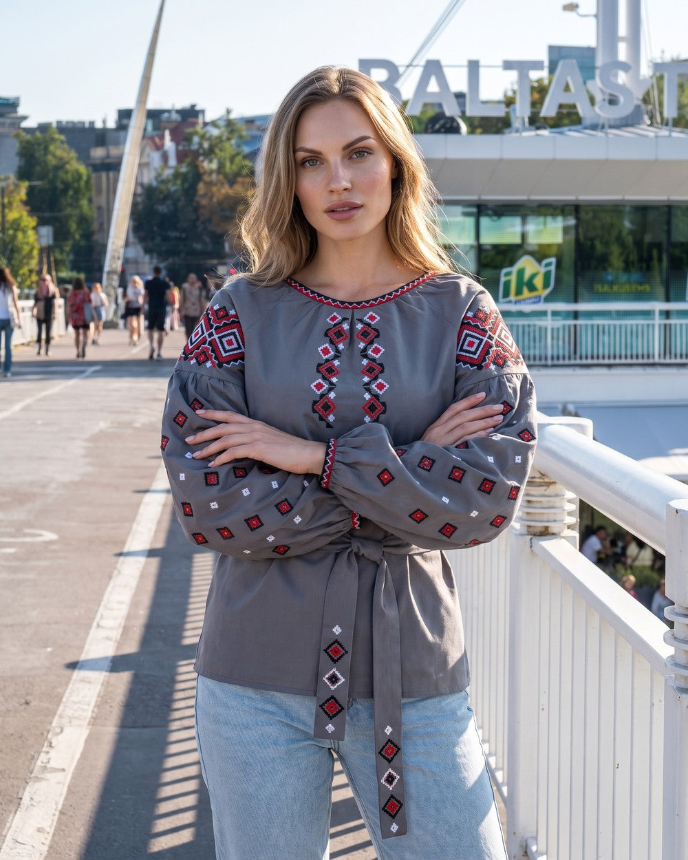 Vyshyvanka "Tykha" grey