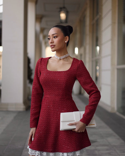 Dress "Lady Tweed" burgundy