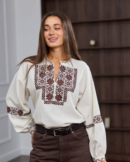 Vyshyvanka "Maya" beige
