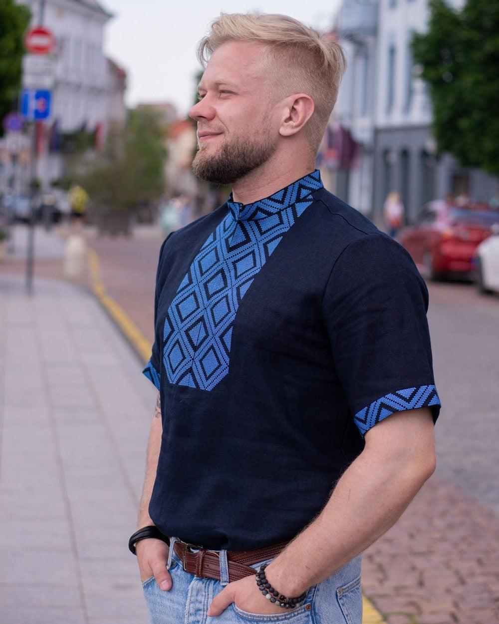 Wyschywanka „AURELIUS“ dunkelblau