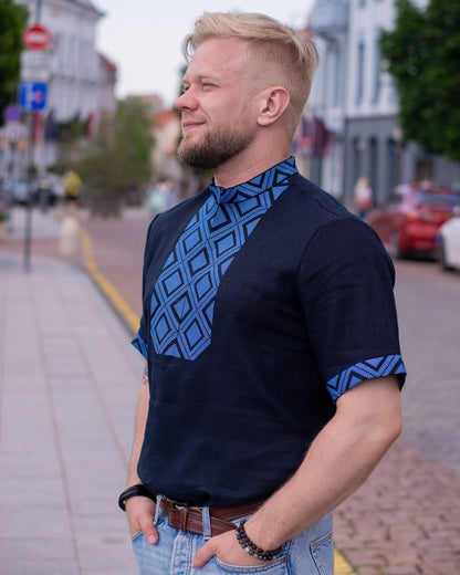 Wyschywanka „AURELIUS“ dunkelblau
