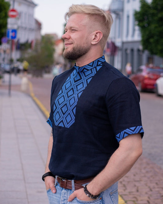 Wyschywanka „AURELIUS“ dunkelblau