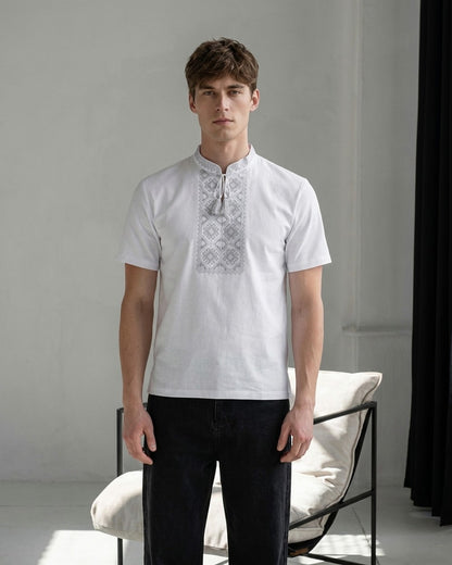 T-Shirt „Otamanska“ weiß & grau