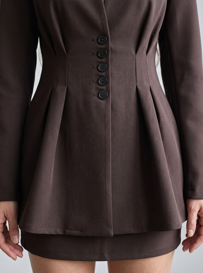 Suit "Ivy" chocolate - waist and button detail