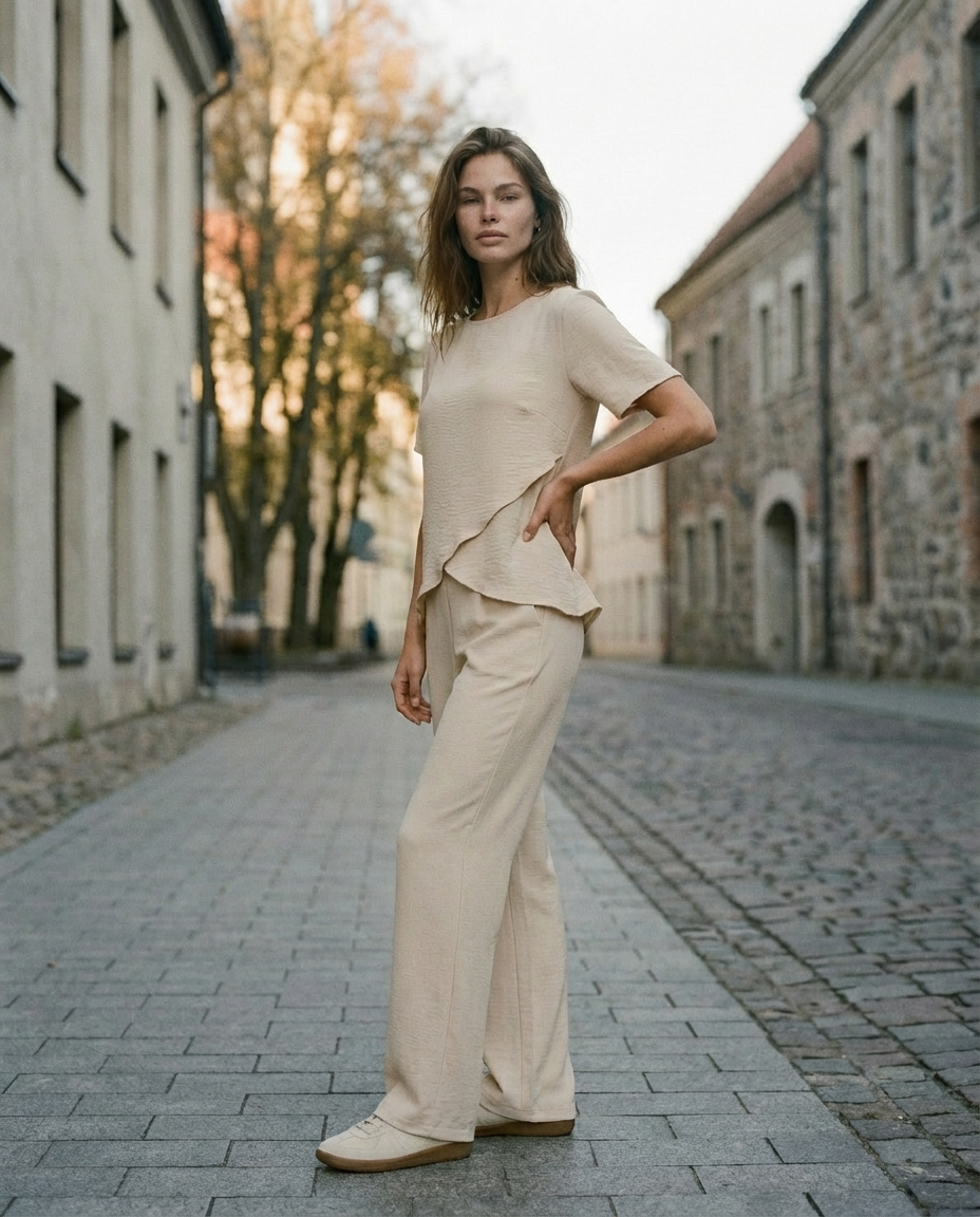 Kostiumas „Merline“ smėlio spalvos