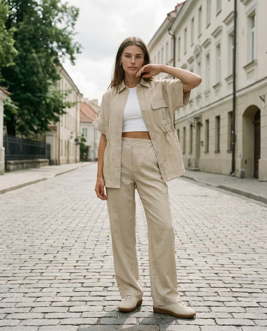 Kostiumas „Rich“ smėlio spalvos