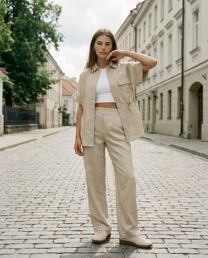 Kostiumas „Rich“ smėlio spalvos