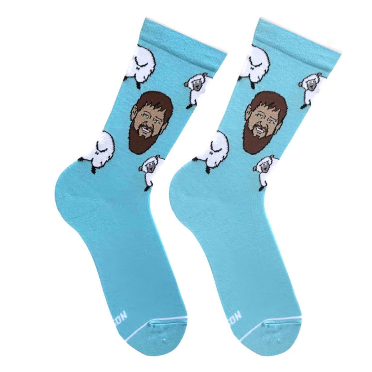 Guilty Pleasure socks - pair of embroidered crew socks, front view