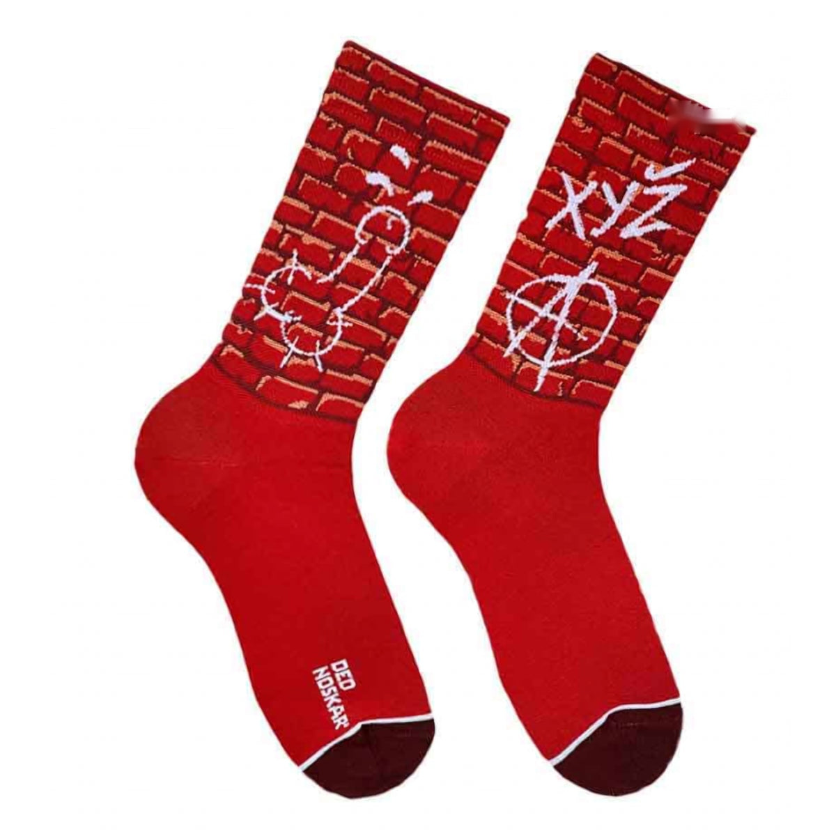 Street Art socks - pair of graffiti-style crew socks, front view