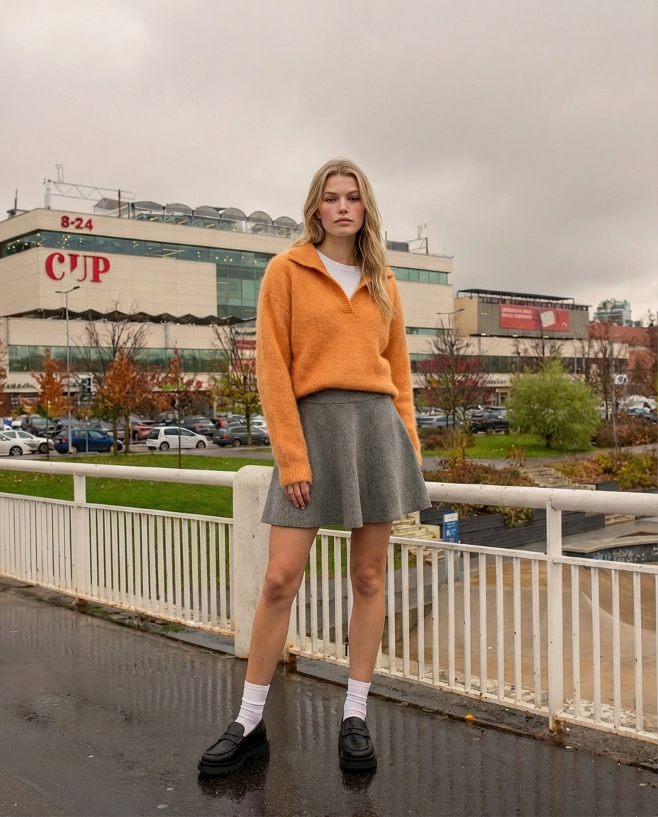 Sijonas „Cashmere“, pilkos spalvos