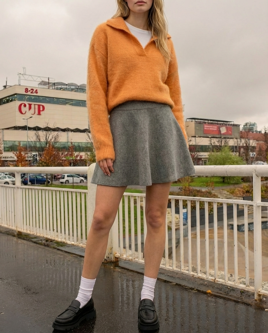 Sijonas „Cashmere“, pilkos spalvos