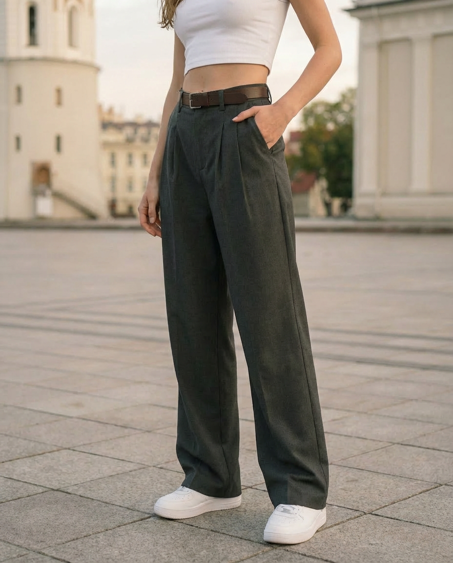 Kelnės «Dark gray» su diržu