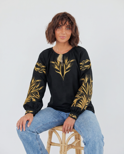 Vyšyvanka "Kolosok black"