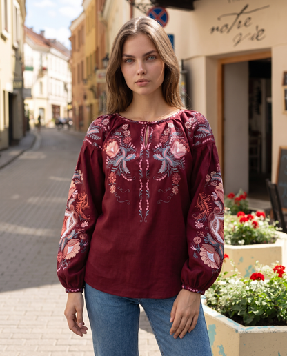 Vyshyvanka "Sicilia" burgundi