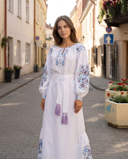 Vyšyvanka suknelė  "Vesnyana" balta